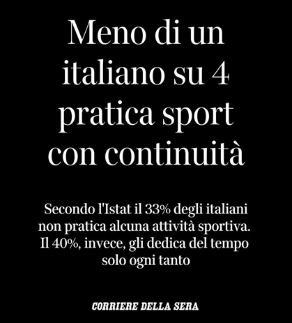 Meno di un italiano su 4 pratica sport con continuità