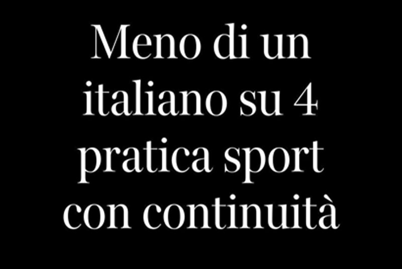 Meno di un italiano su 4 pratica sport con continuità